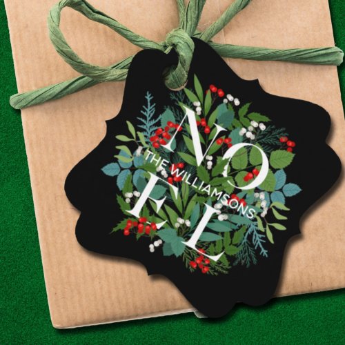 NOEL Greenery Holiday Black Favor Tags