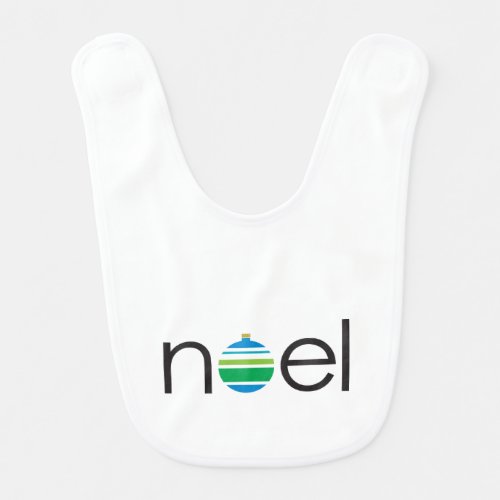 Noel Greeting Blue and Green Ornament Bib