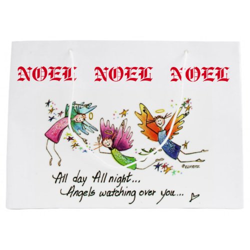 Noel Happy Colorful Angels Watching over you Large Gift Bag