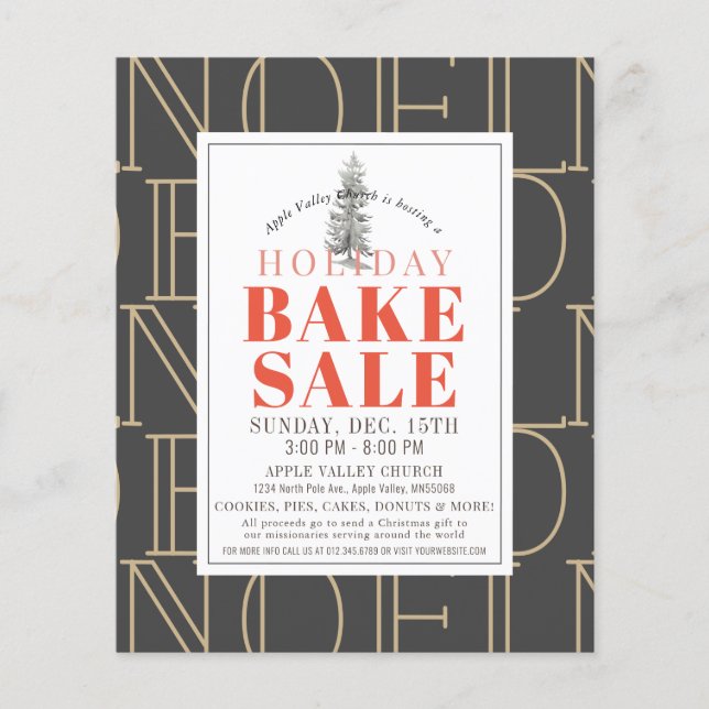 NOEL Holiday Bake Sale Dark Gray Flyer (Front)