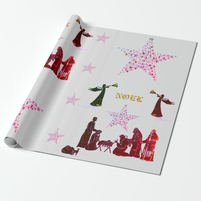 Noel Holiday Colors  Wrapping Paper (Unrolled)