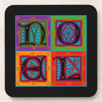 Noel Holiday Greeting Beverage Coaster by ArtDivination at Zazzle