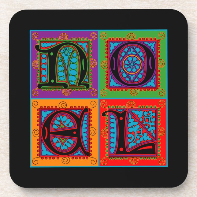 Noel Holiday Greeting Beverage Coaster (Front)