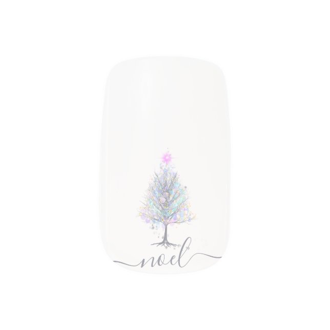 Noel holiday nails with elegant christmas tree minx nail art (Left Thumb)