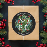 NOEL Holly Berries Homemade Christmas Classic Round Sticker<br><div class="desc">Homemade with Love personalized round stickers feature the word NOEL among elegant leaves and berries with your name and greeting in chic white lettering. MATCHING items in our store.</div>