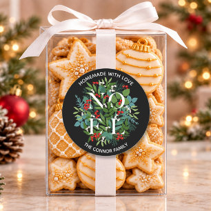 NOEL Holly Berries Homemade Christmas Classic Round Sticker