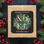 NOEL Holly Berries Homemade Christmas Square Sticker<br><div class="desc">Homemade with Love personalized square stickers feature the word NOEL among elegant leaves and berries with your name and greeting in chic white lettering. MATCHING items in our store.</div>