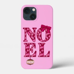 NOEL in a Burgundy Christmas Tree Pattern iPhone 13 Mini Case