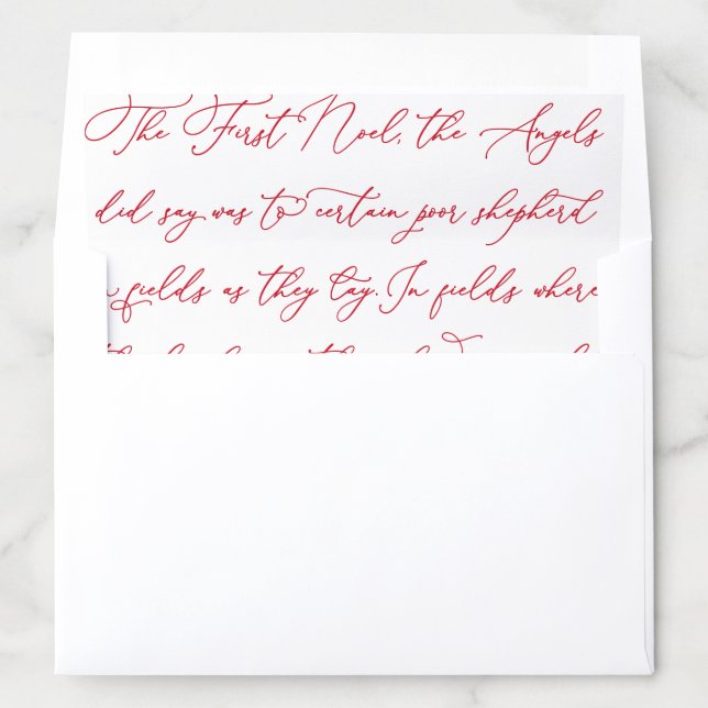 Noel Lyrics Calligraphy SVG Christmas Envelope Liner (In Envelope)