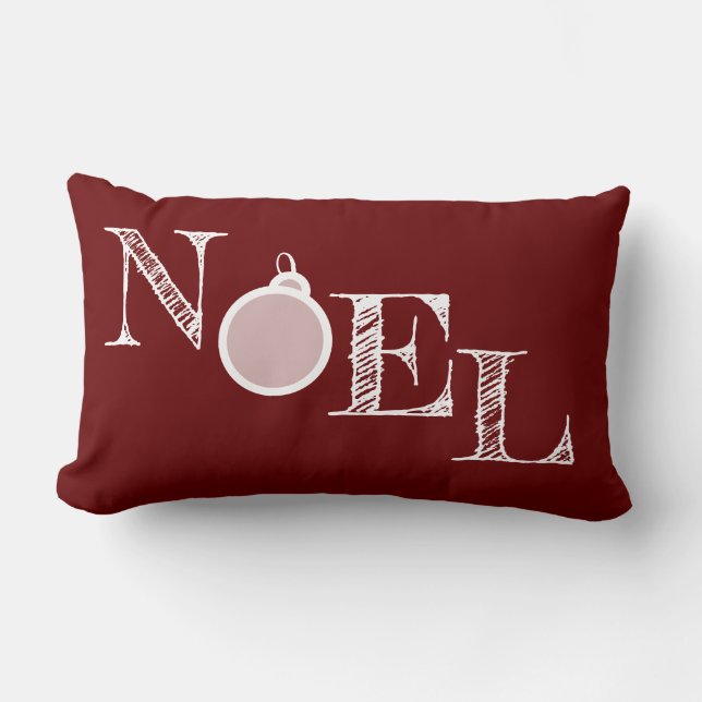 Noel Maroon Holiday Throw Pillow (Front)