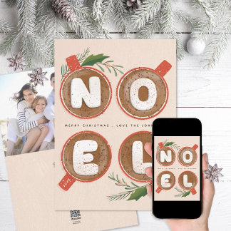 Noel Marshmallows Hot Cocoa Photo Holiday Card