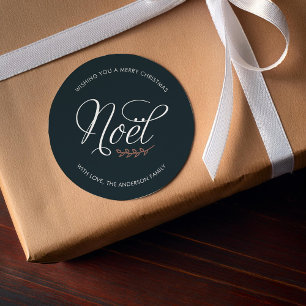 NOEL Merry Christmas Personalized Classic Round Sticker