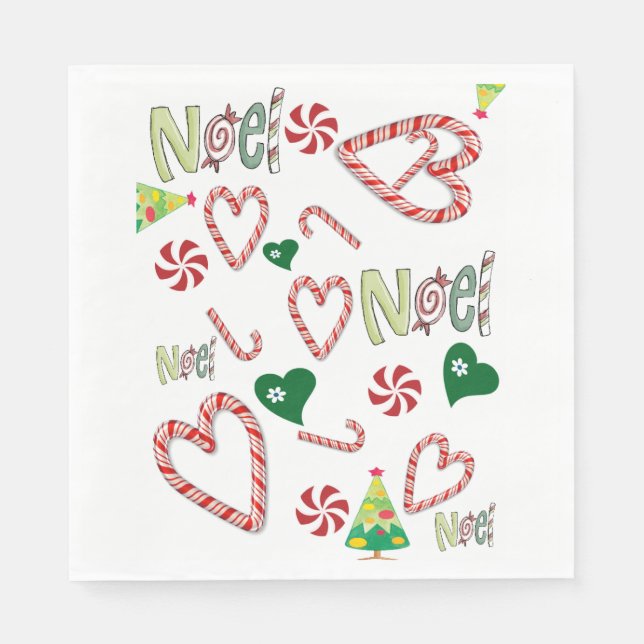 Noel, Merry Christmas Santa Napkins (Front)