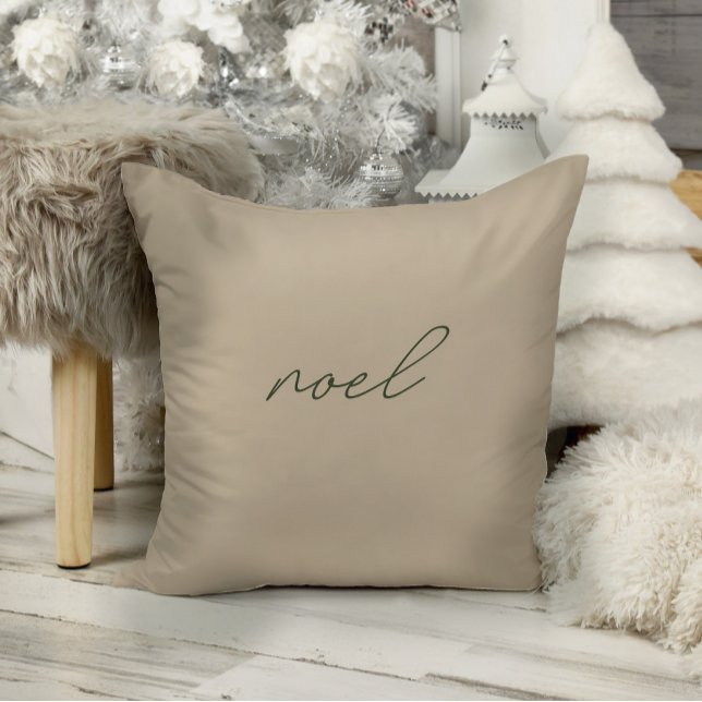 Noel • Minimalist Elegant Beige Christmas Pillow (Creator Uploaded)