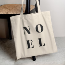 Noel | Modern Black Trendy Stylish Christmas Tote Bag