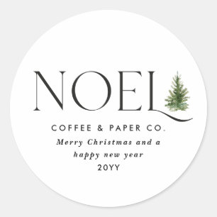 Noel modern typography 1 photo corporate classic round sticker