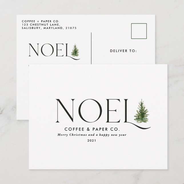 Noel modern typography business Christmas Holiday  Postcard (Front/Back)
