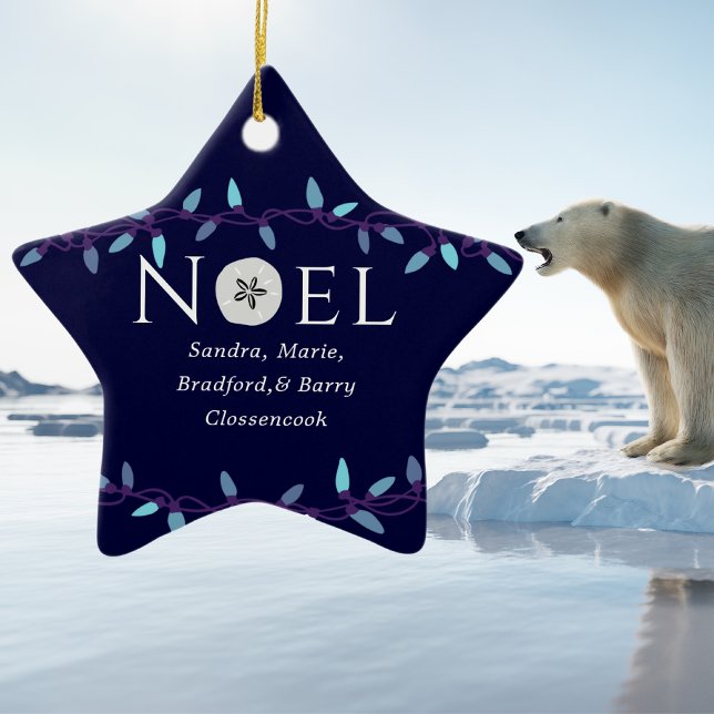  Noel Navy Blue Sand Dollar Nautical Christmas     Ceramic Ornament (Creator Uploaded)