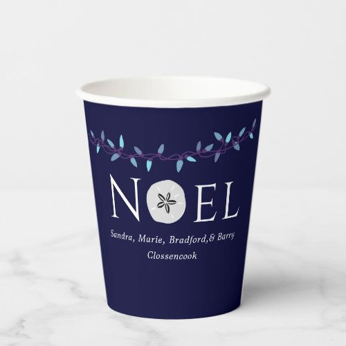  Noel Navy Blue Sand Dollar Nautical Christmas  Paper Cups