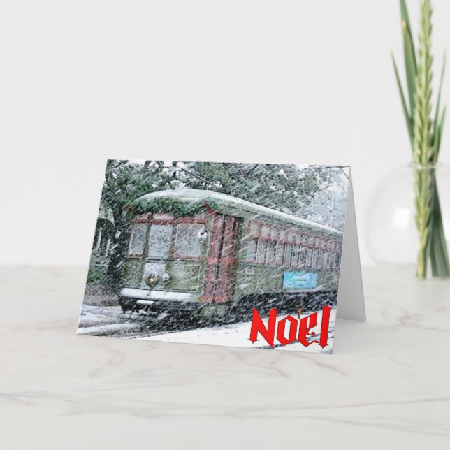 Noel New Orleans Streetcar Holiday Card (Front)