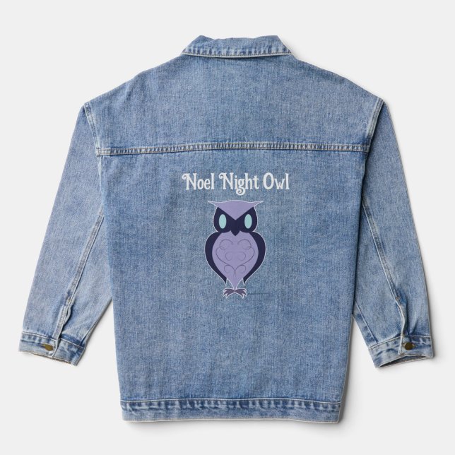 Noel Night Owl - Cozy Winter Fashion Denim Jacket (Back)
