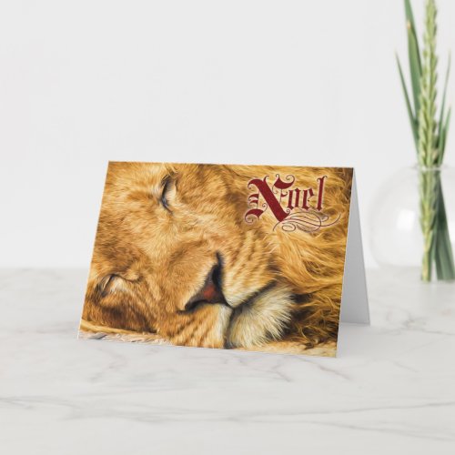 Noel Peace on Earth Lion Painting Holiday Card