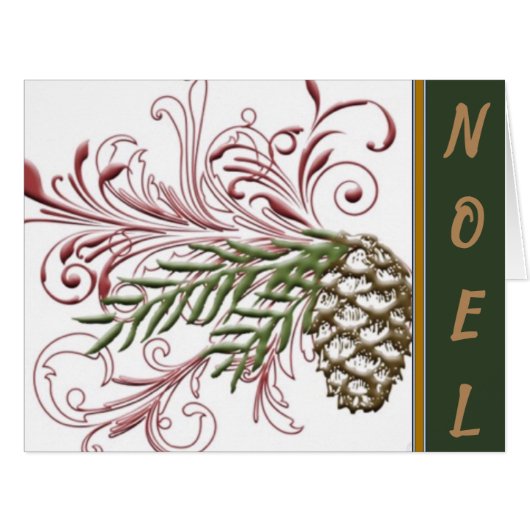 Noel Pinecone Holiday Design Cards (Front Horizontal)