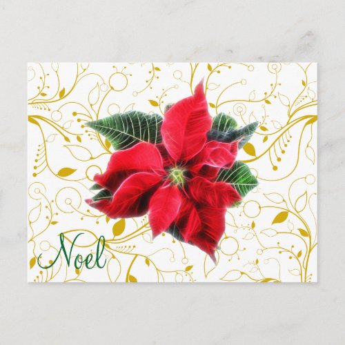 Noel Poinsettia Holiday Postcard