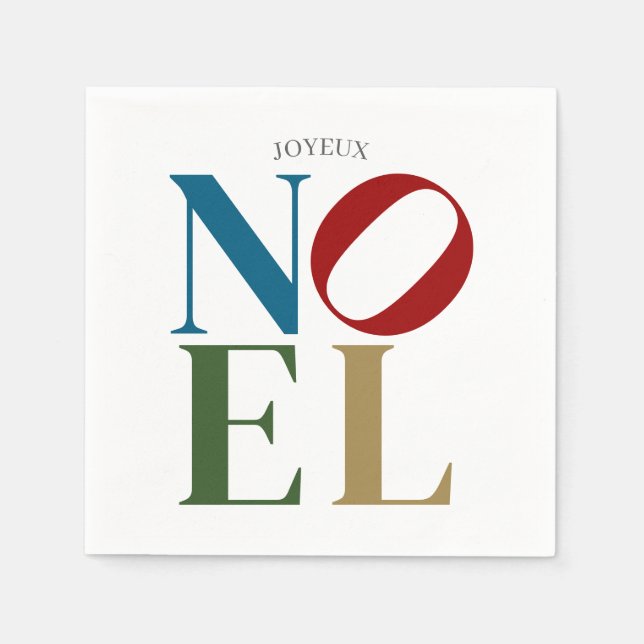 NOEL Pop Letter Art Inspired Christmas Napkins (Front)