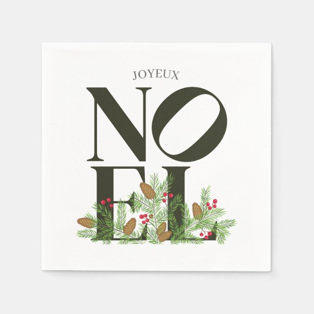 NOEL Pop Letter Art Inspired Christmas Napkins (Front)
