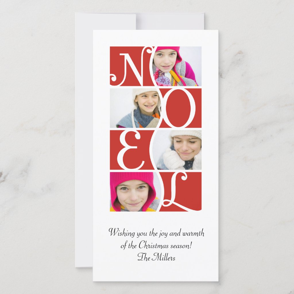 NOEL Puzzle in Red Christmas Greeting Card