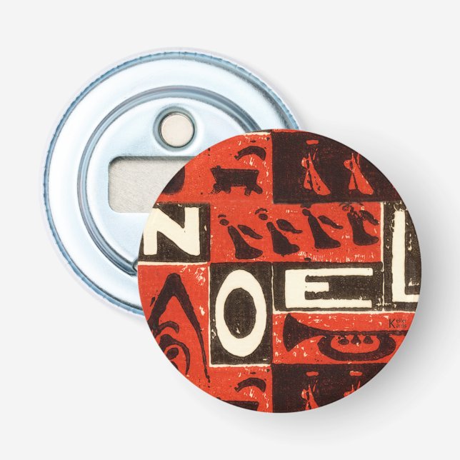 Noel Red Block Print Bottle Opener (Front)