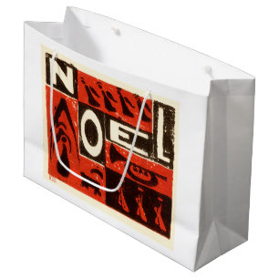 Noel Red Block Print Large Gift Bag