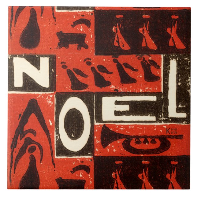 Noel Red Ceramic Tile (Front)