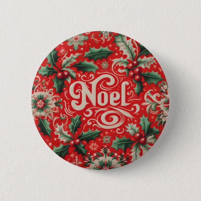 Noel Red & Green  Button (Front)