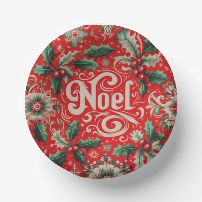 Noel Red & Green  Paper Bowls (Front)
