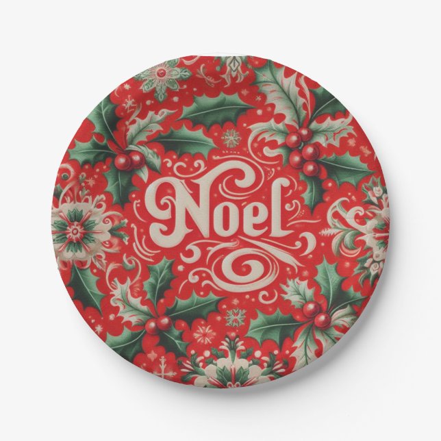 Noel Red & Green  Paper Plates (Front)