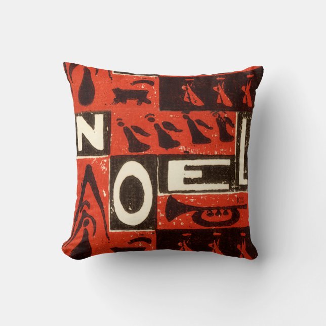 Noel Red Throw Pillow (Front)