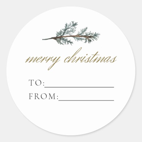 NOEL Rustic Winter Pine To From Christmas Gift Classic Round Sticker