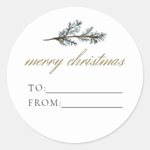 NOEL Rustic Winter Pine To From Christmas Gift Classic Round Sticker