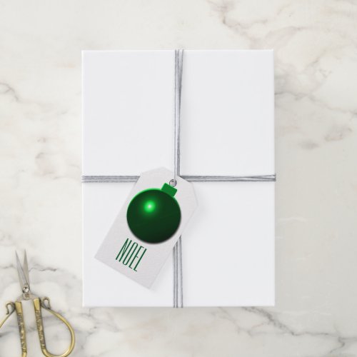 Noel Shiny Green Christmas Ball Ornament Gift Tags