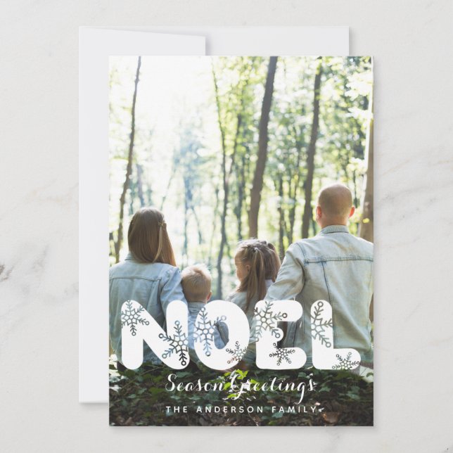 Noel Snowflakes Photo Holiday Card (Front)