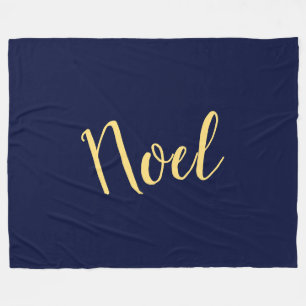 NOEL Sophisticated Text On Elegant Rich Navy Blue  Fleece Blanket