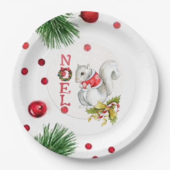 Noel Squirrel Paper Plate (Front)
