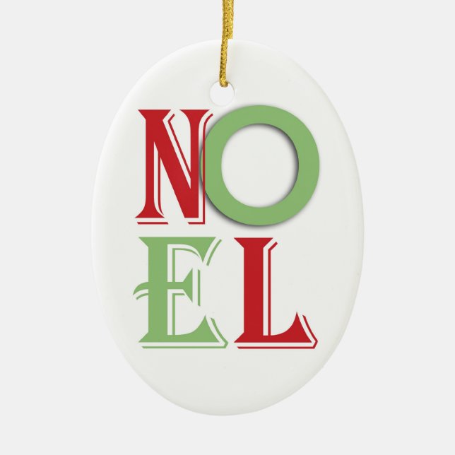 Noel Text Ceramic Ornament (Front)