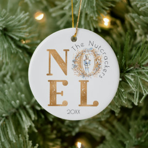 Noel Typography Christmas Nutcracker Ballet Photo Ceramic Ornament