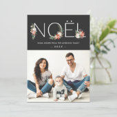 NOEL Typography Poinsettia Floral Christmas Photo Holiday Card (Standing Front)