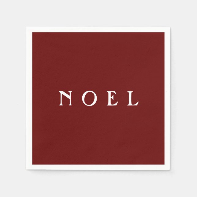 NOEL Typography Red Simple Minimalistic Modern Napkins (Front)