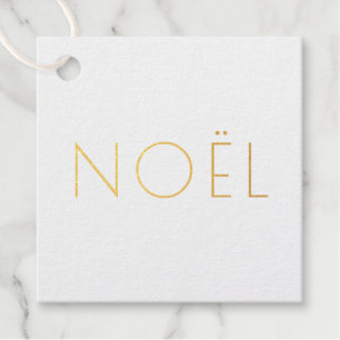 Noël white and gold minimalist typography elegant foil favor tags