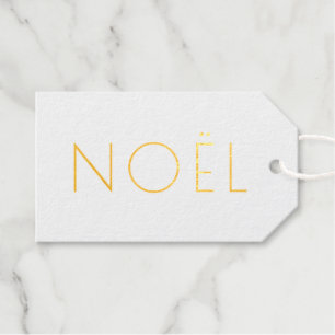 Noël white and gold minimalist typography elegant foil gift tags